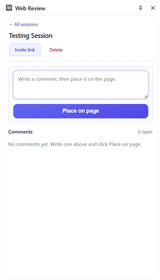 Side panel — shared comment list